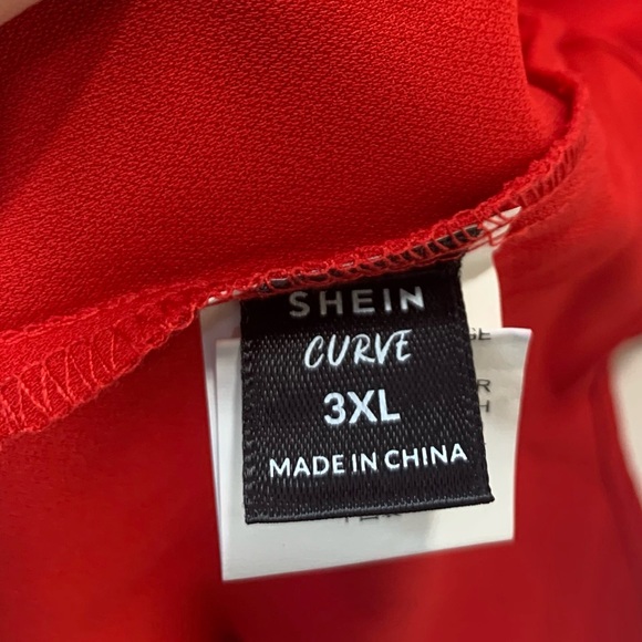 SHEIN Curve Square Neck Off Shoulder Solid Red Blouse Top Size 3XL - Picture 5 of 7